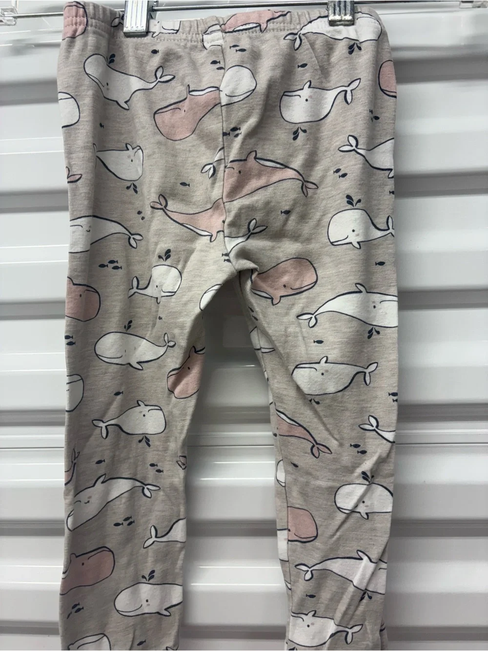 Carter's Whale Print Knit Leggings Pants 4T Gray/Pink/White Cotton Pull On